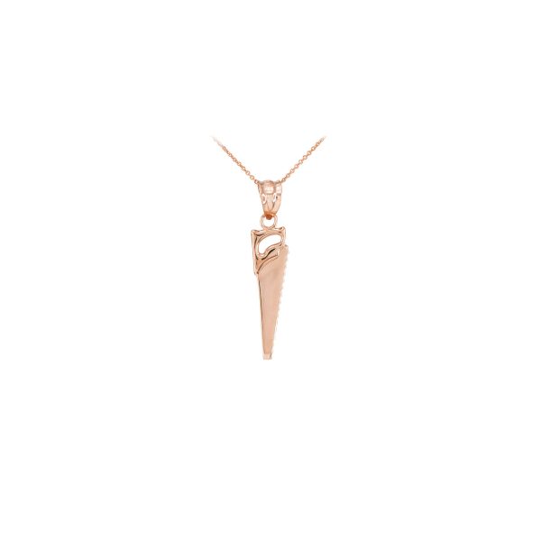 Men's Saw Pendant Necklace in 9ct Rose Gold