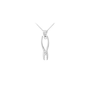 Men's Pliers Pendant Necklace in 9ct White Gold