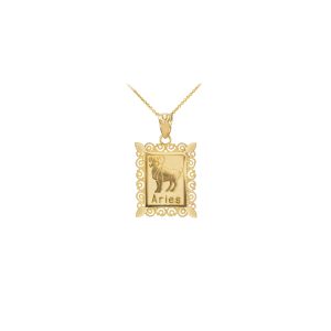 Aries Zodiac Pendant Necklace in 9ct Gold