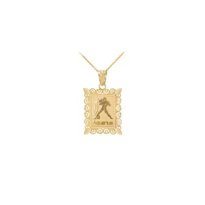 Aquarius Zodiac Pendant Necklace in 9ct Gold