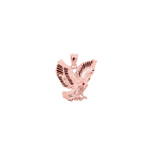 Men's CZ 3D Eagle Pendant Necklace in 9ct Rose Gold