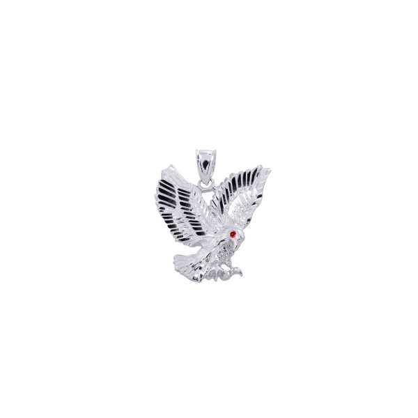 Men's CZ 3D Eagle Pendant Necklace in Sterling Silver