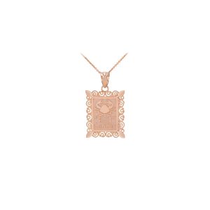 Cancer Zodiac Filigree Pendant Necklace in 9ct Rose Gold