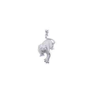 Men's Preying Panther Pendant Necklace in 9ct White Gold