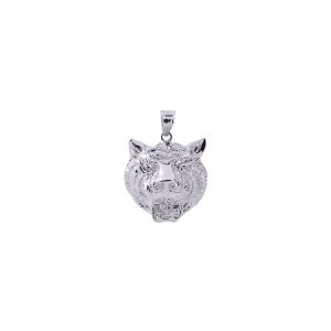 Men's Realistic Tiger Head Pendant Necklace in Sterling Silver