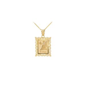 Virgo Zodiac Filigree Pendant Necklace in 9ct Gold