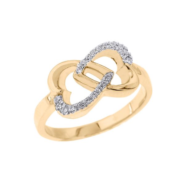 CZ Double Heart Promise Infinity Ring in 9ct Gold