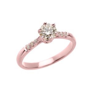 Diamond 6 Prong Engagement Ring, 0.08 ct in 9ct Rose Gold