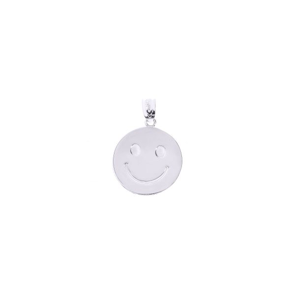 Smiles Medallion Pendant Necklace in 9ct White Gold