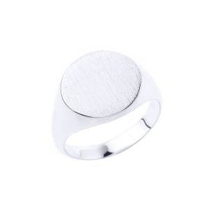 Men's Rounded Signet Ring in 9ct White Gold