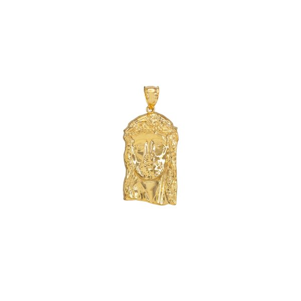 Men's Textured Jesus Pendant Necklace in 9ct Gold