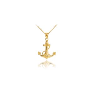 Men's Diamond Anchor Pendant Necklace in 9ct Gold