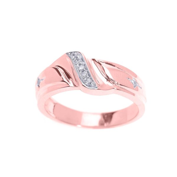 Men's Diamond Wedding Ring in 9ct Rose Gold