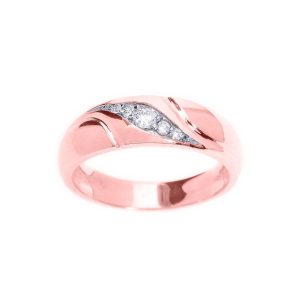 Men's Diamond Embellished Wave Wedding Ring in 9ct Rose Gold