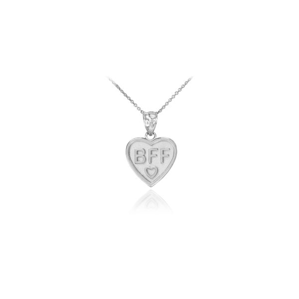 BFF Heart Pendant Necklace in 9ct White Gold