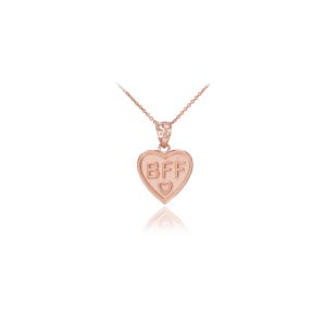 BFF Heart Pendant Necklace in 9ct Rose Gold