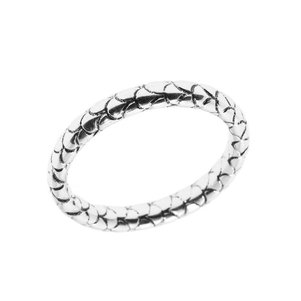 Snake Skin Textured Band Thumb Ring in Sterling Silver