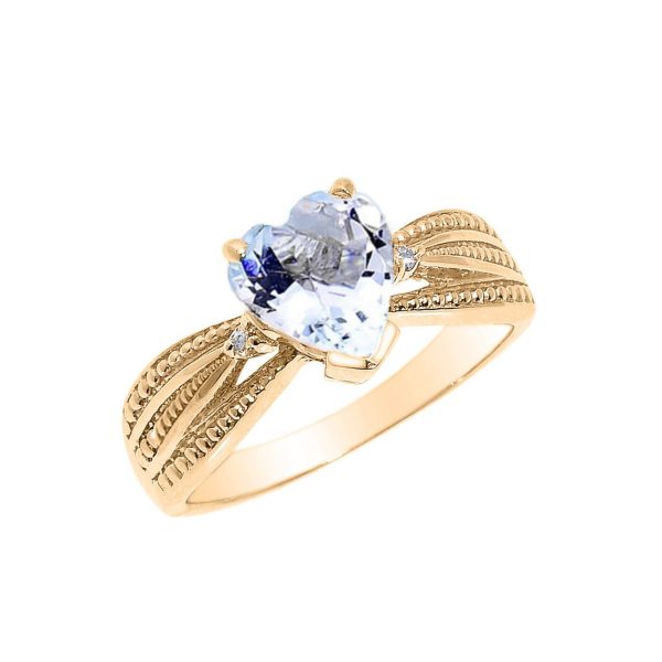 Aquamarine & Diamond Beauty Ring in 9ct Gold