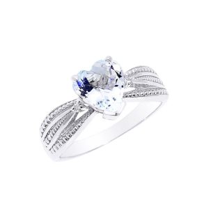 Aquamarine & Diamond Beauty Ring in 9ct White Gold