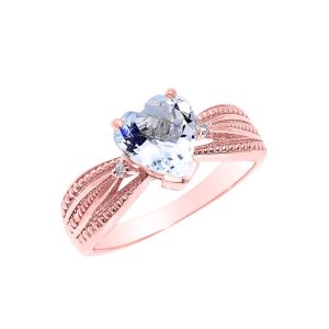 Aquamarine & Diamond Beauty Ring in 9ct Rose Gold