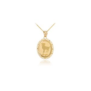 Aries Zodiac Pendant Necklace in 9ct Gold