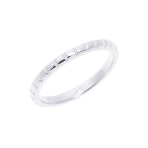 Stackable Textured Thumb Ring in 9ct White Gold