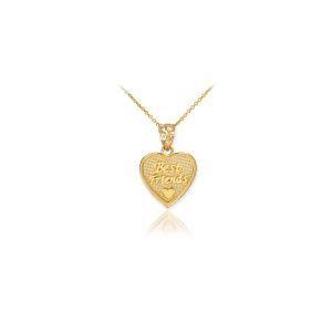 Best Friends Heart Charm Pendant Necklace in 9ct Gold