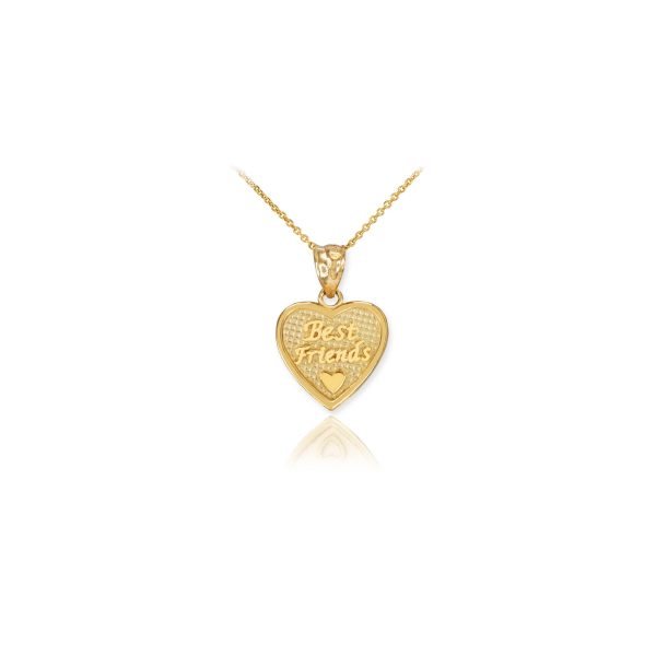 Best Friends Heart Charm Pendant Necklace in 9ct Gold