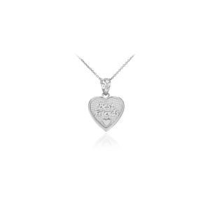 Best Friends Heart Charm Pendant Necklace in Sterling Silver