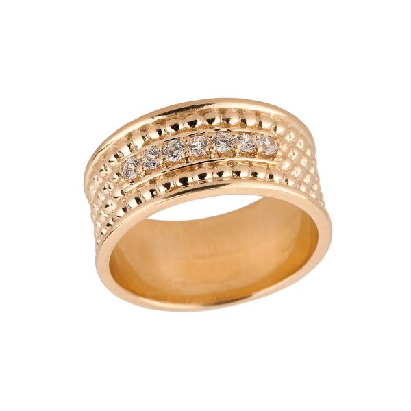 Men's Diamond Beaded Embellished Wedding Ring in 9ct Gold