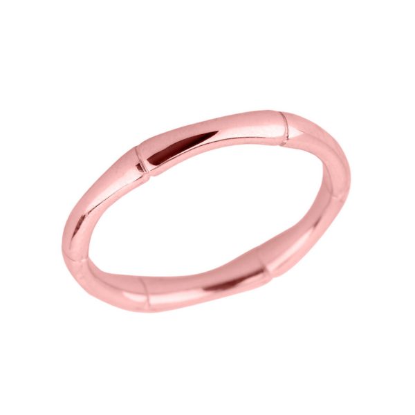 Stackable Bamboo Band Thumb Ring in 9ct Rose Gold