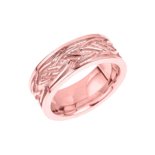 Men's Decorative Celtic Knot Unisex Ring in 9ct Rose Gold