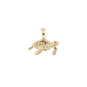 Swimming Turtle Pendant Necklace in 9ct Gold