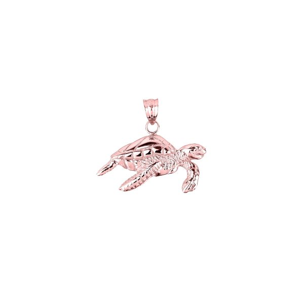 Swimming Turtle Pendant Necklace in 9ct Rose Gold