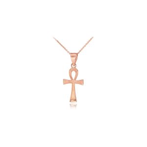 Ankh Cross Pendant Necklace in 9ct Rose Gold