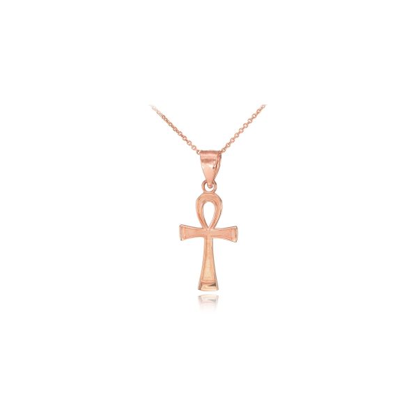 Ankh Cross Pendant Necklace in 9ct Rose Gold