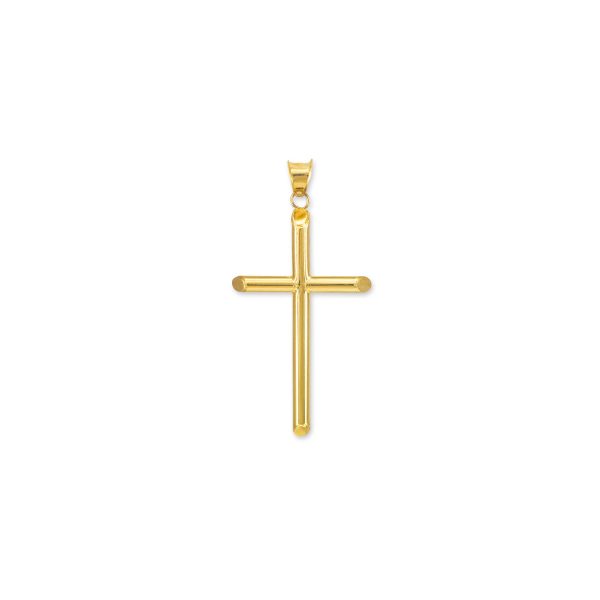 Tube Cross Pendant Necklace in 9ct Gold