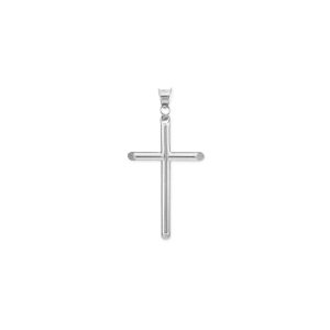 Tube Cross Pendant Necklace in 9ct White Gold