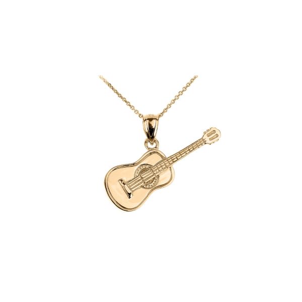 Acoustic Guitar Pendant Necklace in 9ct Gold