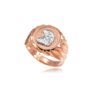 Men's Eagle Head Ring in 9ct Rose Gold