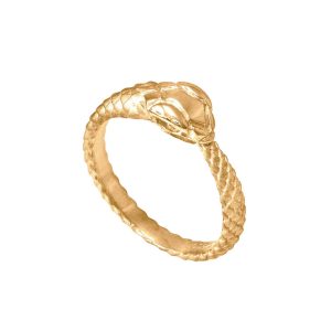 Men's Understated Textured Snake Thumb Ring in 9ct Gold