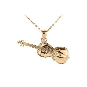 3D Cello Pendant Necklace in 9ct Gold