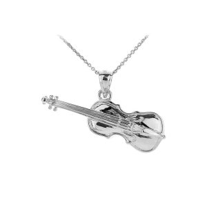 3D Cello Pendant Necklace in 9ct White Gold