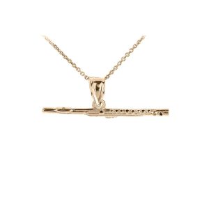 3D Flute Pendant Necklace in 9ct Gold