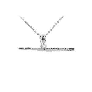 3D Flute Pendant Necklace in 9ct White Gold