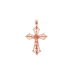 Agape Cross Pendant Necklace in 9ct Rose Gold