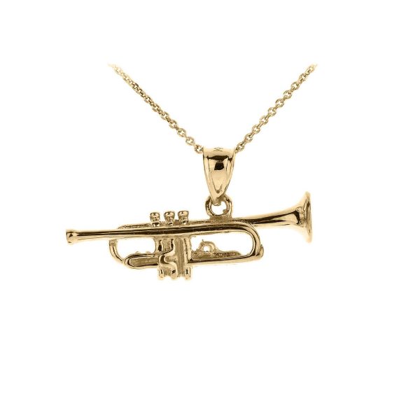 Men's 3D Trumpet Pendant Necklace in 9ct Gold