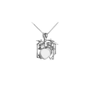 Men's Drum Set Pendant Necklace in Sterling Silver