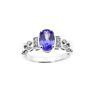 Tanzanite & Diamond Majesty Gemstone Ring in 9ct White Gold