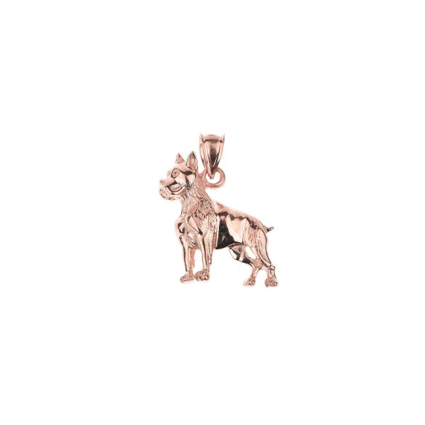 Boxer Dog Pendant Necklace in 9ct Rose Gold